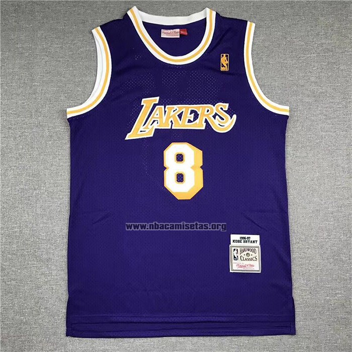 Camiseta Los Angeles Lakers Kobe Bryant NO 8 Mitchell & Ness 1996-97 Violeta